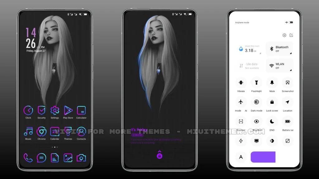 Violet and Dark MIUI Theme