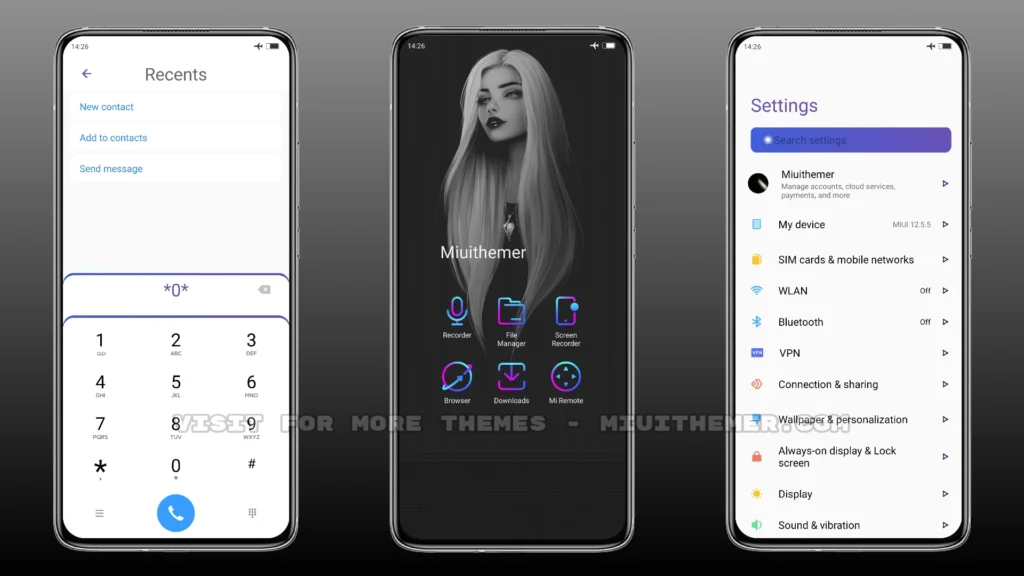 Violet and Dark MIUI Theme