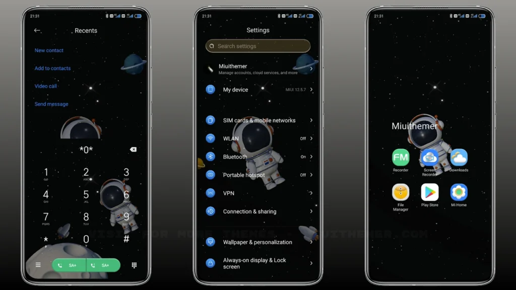 Rotating astronaut MIUI Theme