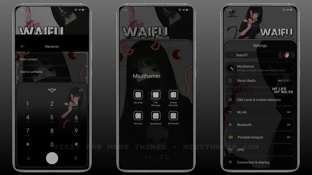 Waifu v12.5 Dark MIUI Theme
