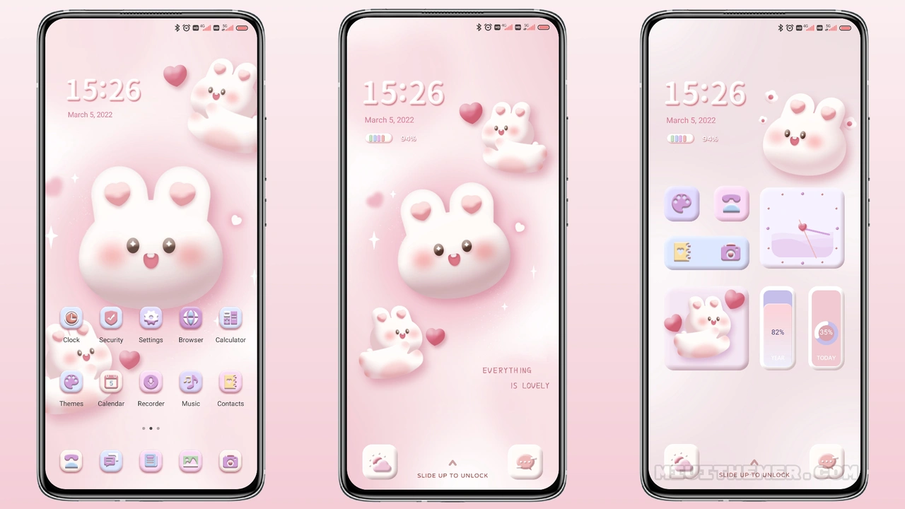3D rice rabbit MIUI theme for Xiaomi and Redmi devices - MIUI Themer