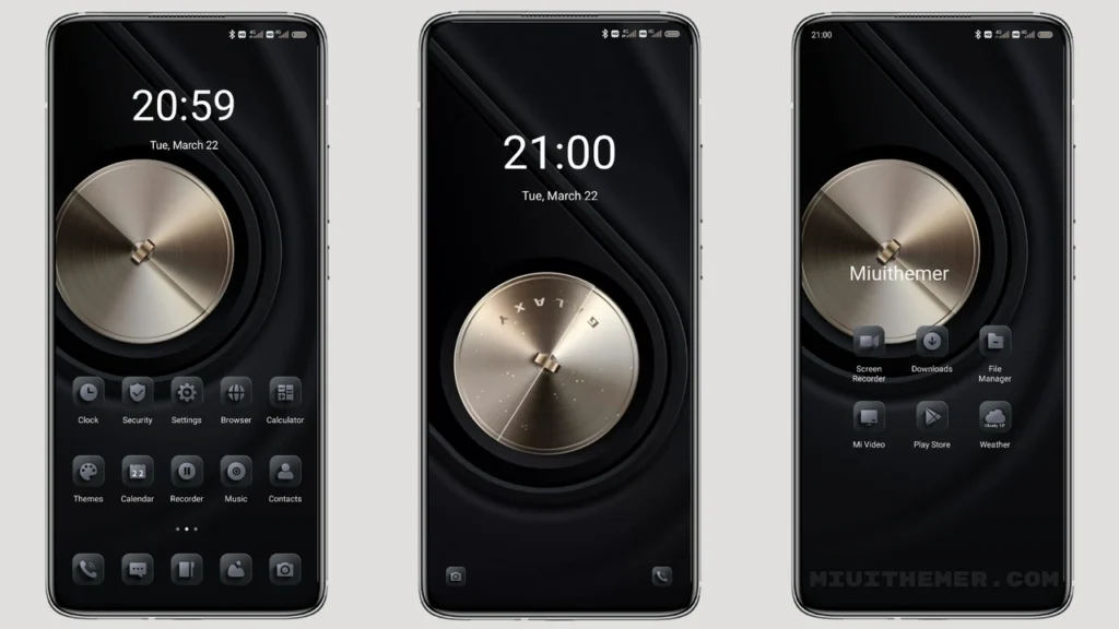 Black gold metal MIUI Theme