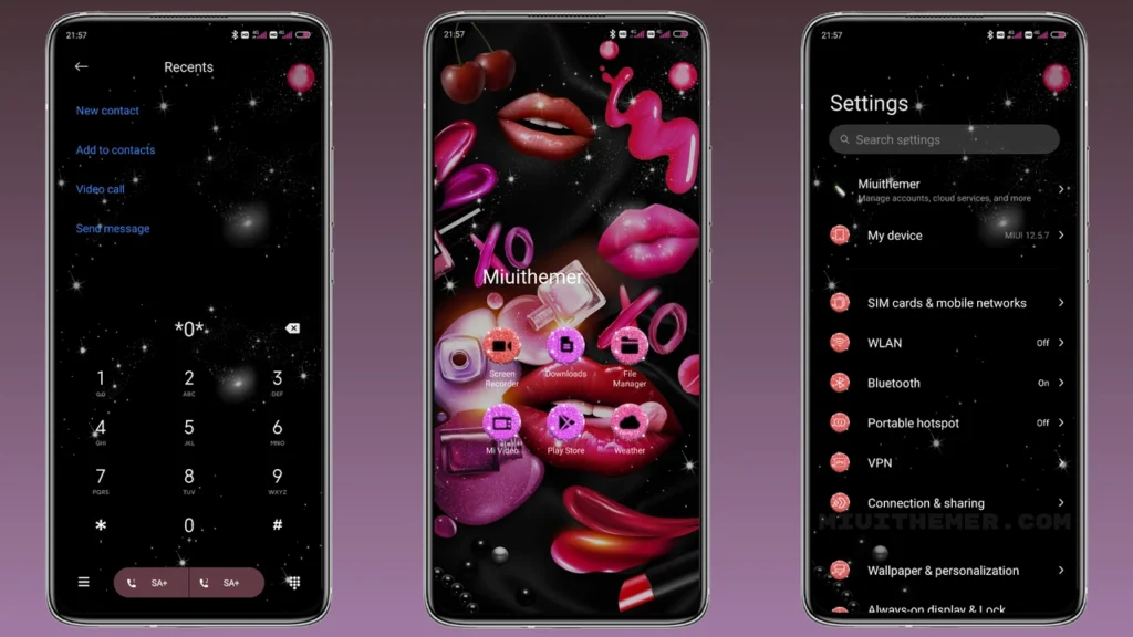 Luxury neon lips MIUI Theme