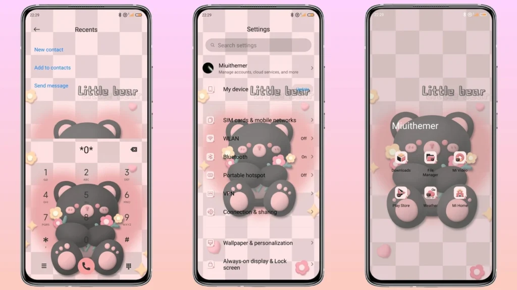 Pink Ink Bear MIUI Theme