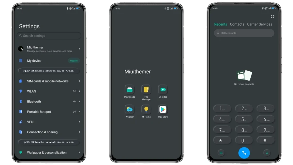3D Black 2.0 v12 MIUI Theme