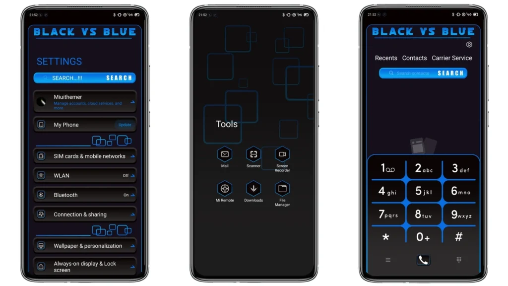 Black and Blue Theme