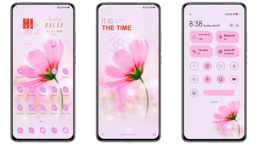 flor rosa M14 MIUI Theme