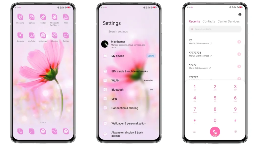 flor rosa M14 MIUI Theme