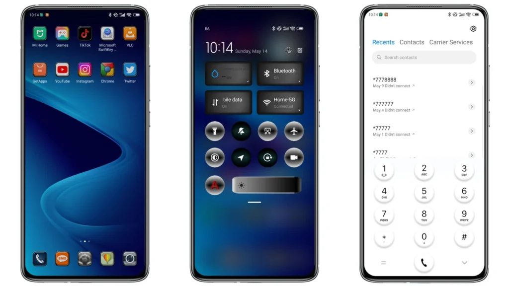 Dark blue m14 MIUI Theme