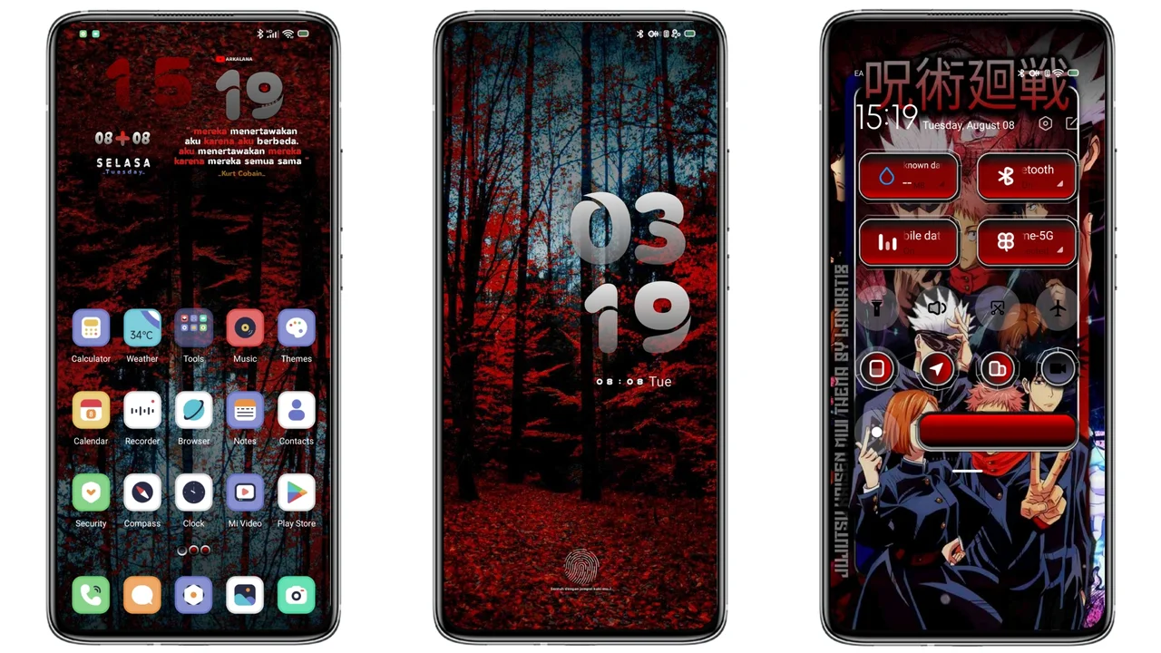 Dark anime MIUI theme DVRK JUJUTSU for Xiaomi and Redmi phones - MIUI ...
