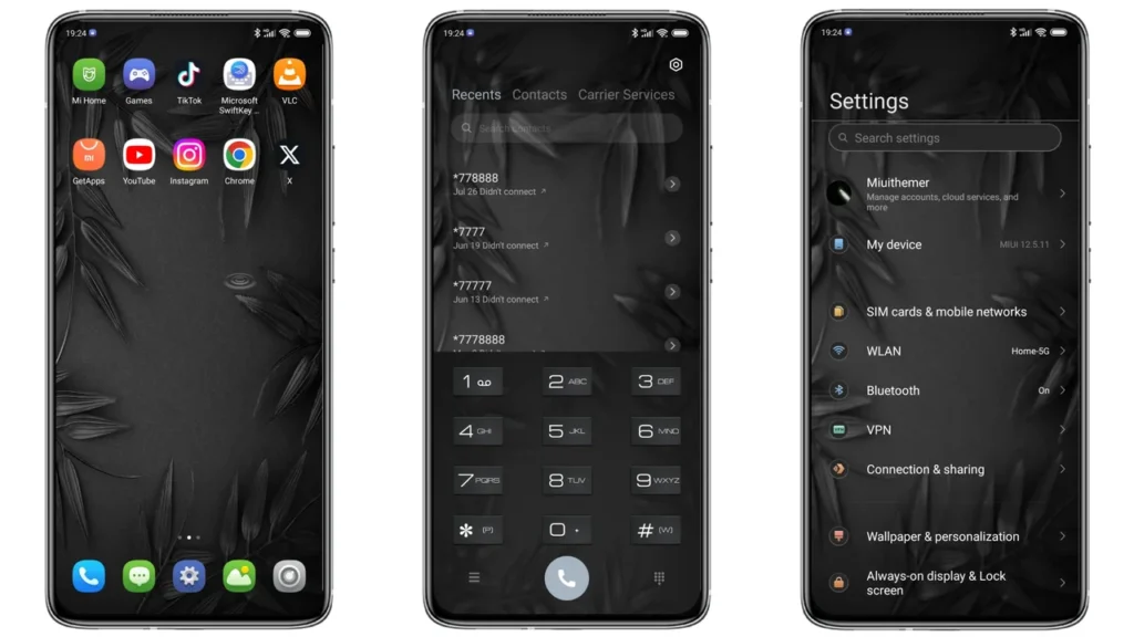 Black Leaves MIUI Theme