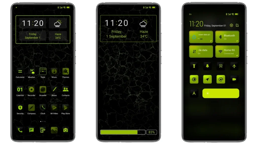 green and grey MIUI Theme