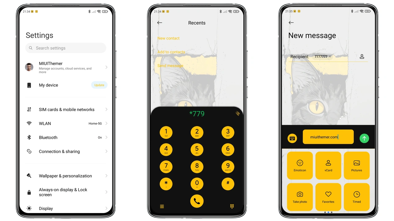 Black Cat HyperOS Theme: Bold Yellow Accents for Xiaomi & Redmi preview 2
