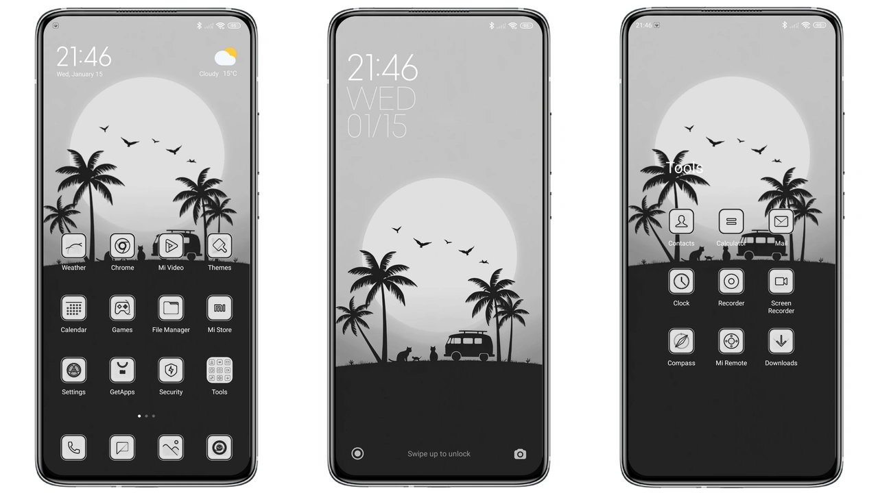 Silhouette HyperOS Theme Review: Minimal Black Sunset for Xiaomi & Redmi