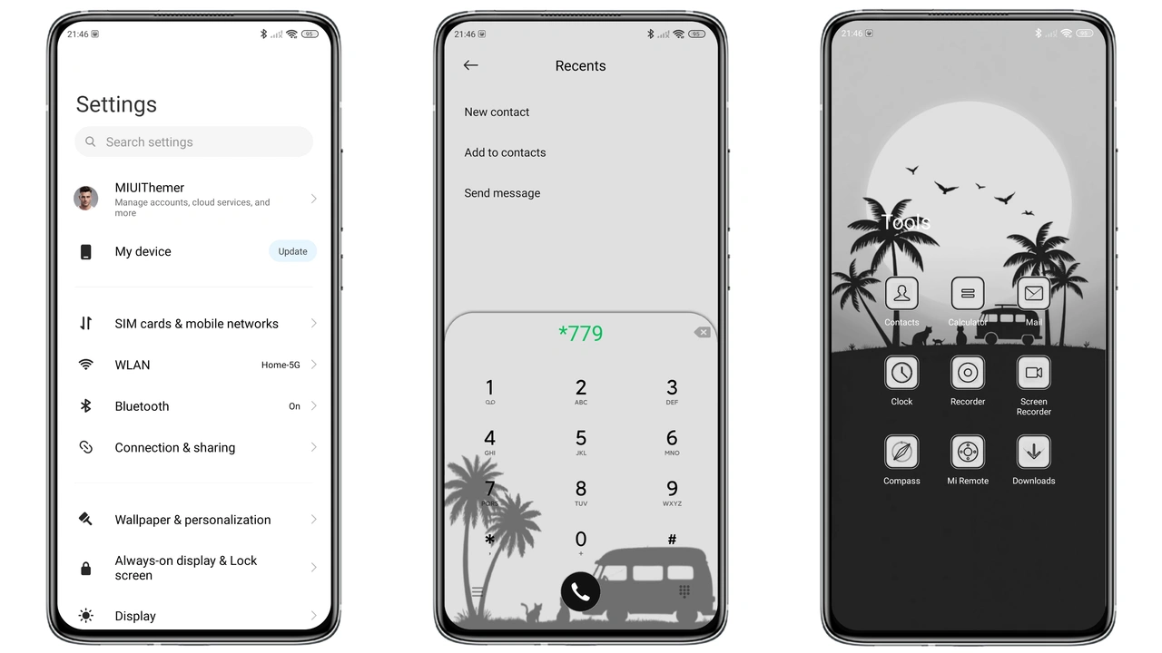 Silhouette HyperOS Theme Review: Minimal Black Sunset for Xiaomi & Redmi preview 2