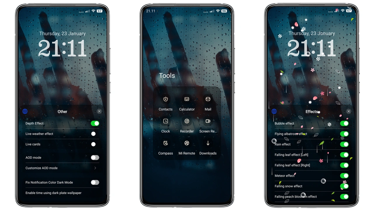 Crying Rain HyperOS Theme Review – Dark, Dynamic, Rain‑Soaked UI preview 2