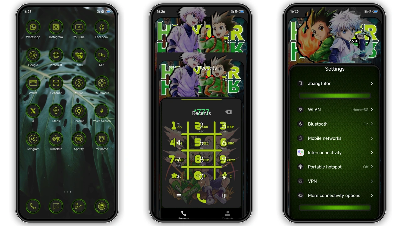 Gonxxxkillua v2 HyperOS Theme: Dark Anime Green Look for Xiaomi preview 2