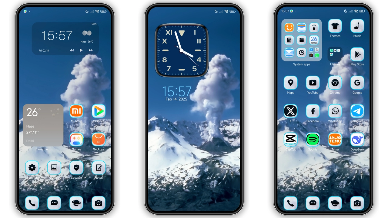 Volcano Snow HyperOS Theme Brings Frosty Peaks to Xiaomi & Redmi