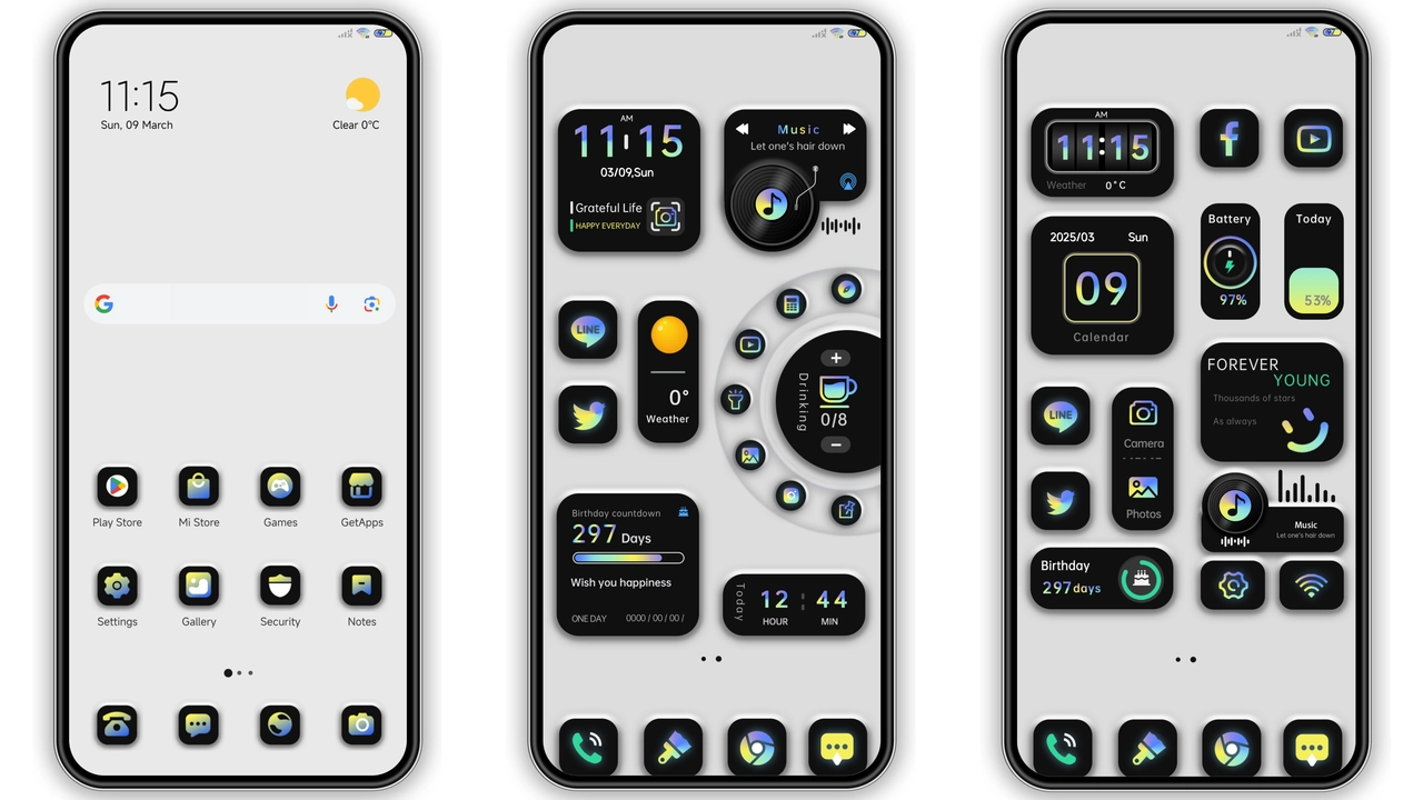 Black‑White Minimalist HyperOS Theme for Xiaomi & Redmi