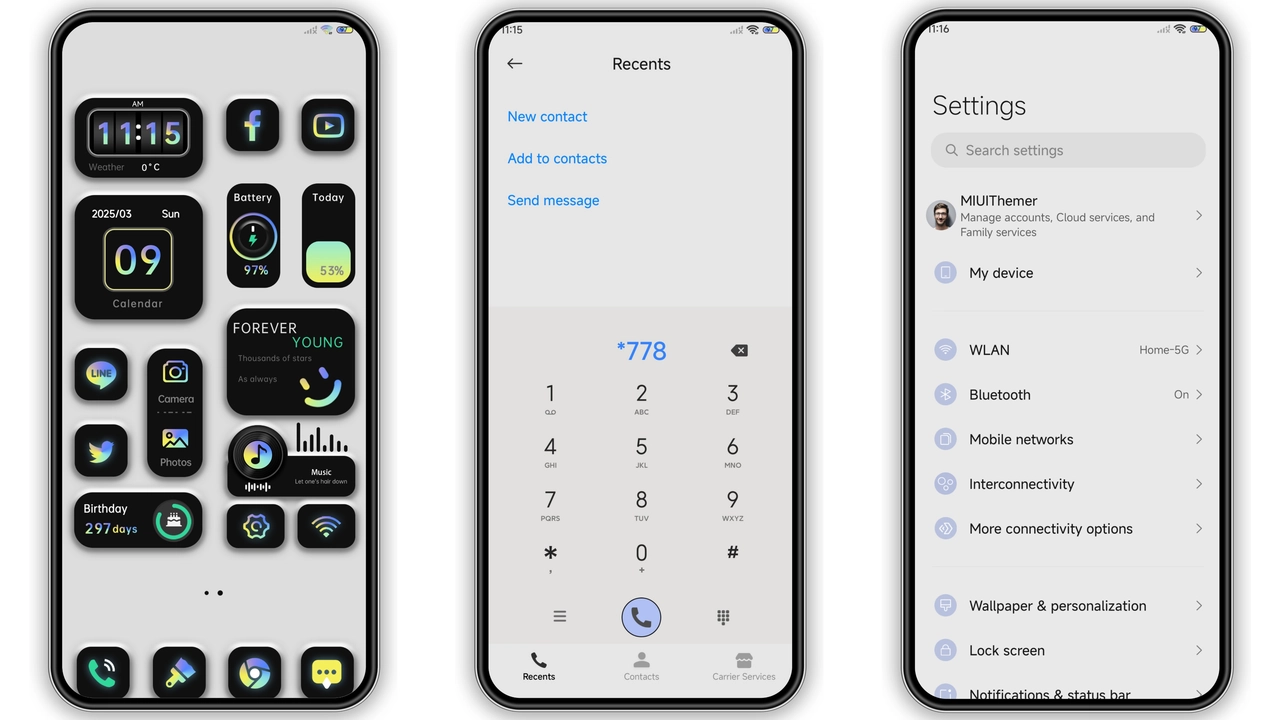 Black‑White Minimalist HyperOS Theme for Xiaomi & Redmi preview 2