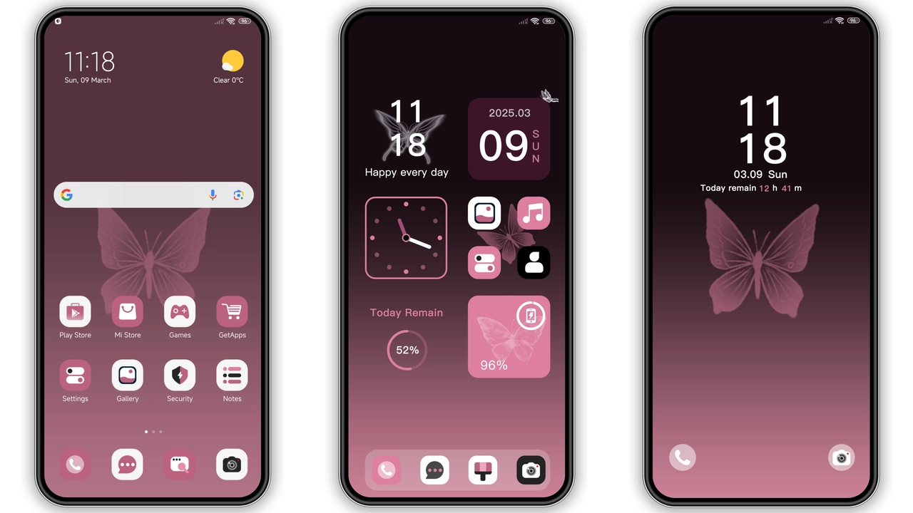Butterfly Powder HyperOS Theme Review: Pink‑Black Magic for Xiaomi