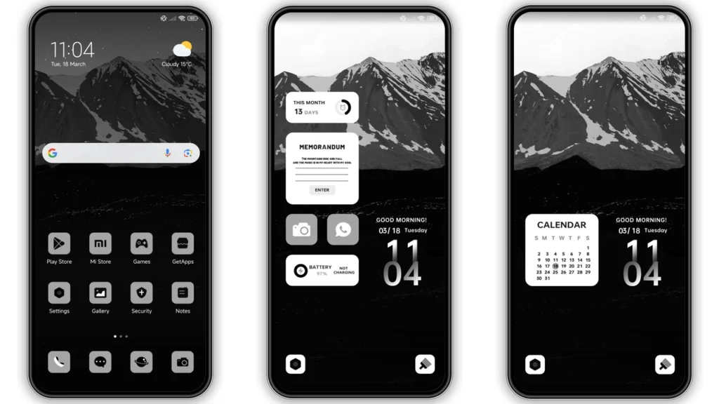 Mountains black HyperOS Theme