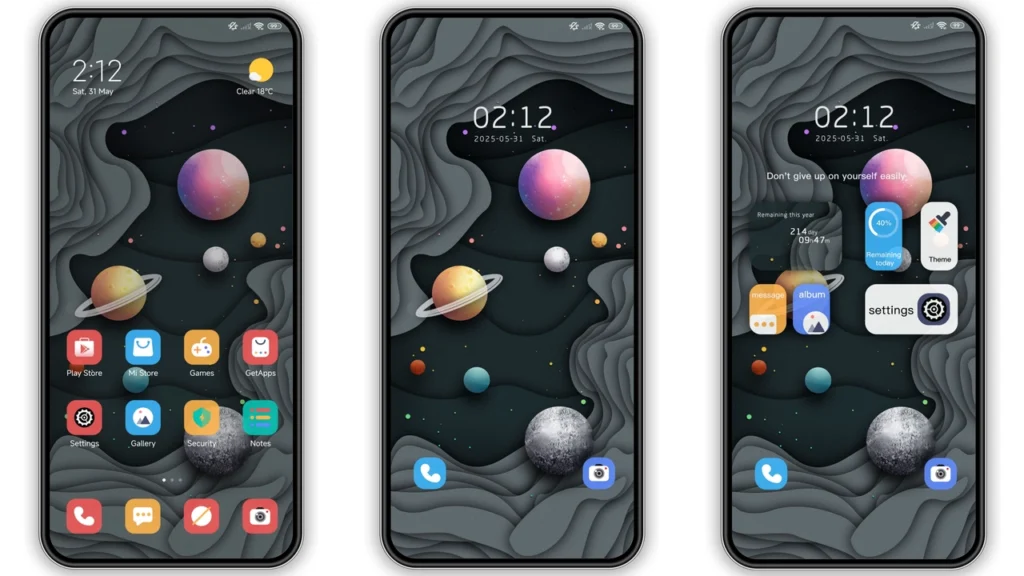 Carving planets HyperOS Theme