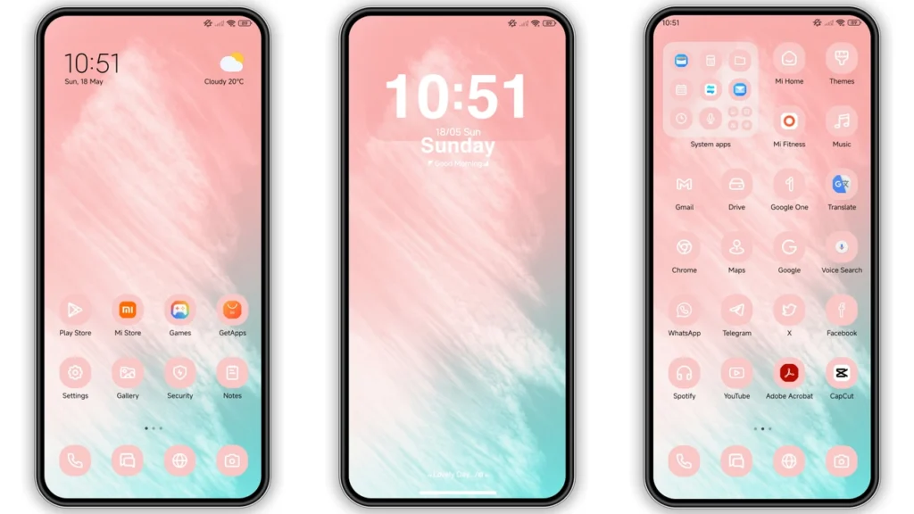 Pink Blue Clouds HyperOS Theme