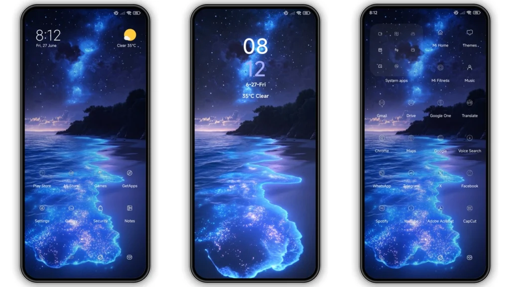Blue Glow Beach MIUI Theme