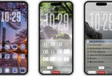 Crypto HyperOS Theme showcasing various minimalist lock screen clock styles with dynamic data widgets.