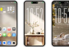 OX MU1 HyperOS Theme showing 3D Depth of Field wallpapers with elegant minimalist clock widgets.