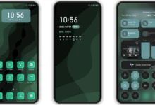Sea Tosca HyperOS Theme 3D wave background and glowing teal anime-style minimalist icons.