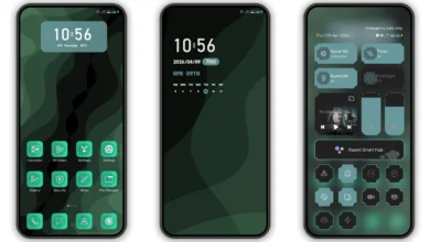 Sea Tosca HyperOS Theme 3D wave background and glowing teal anime-style minimalist icons.