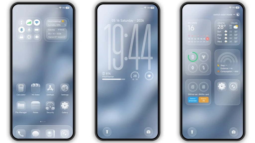 Glass 26M HyperOS Theme Preview