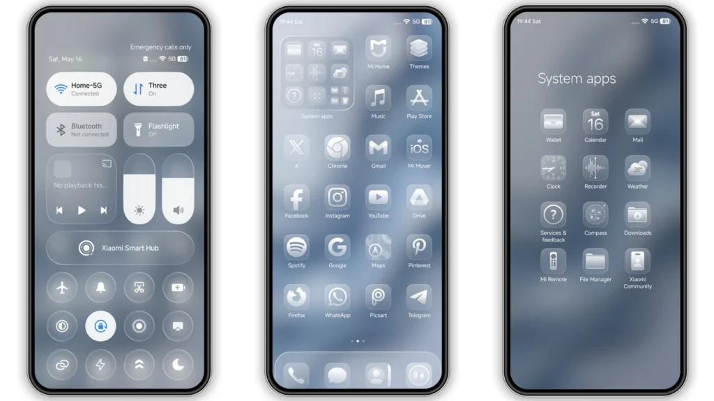 Glass 26M HyperOS Theme Preview