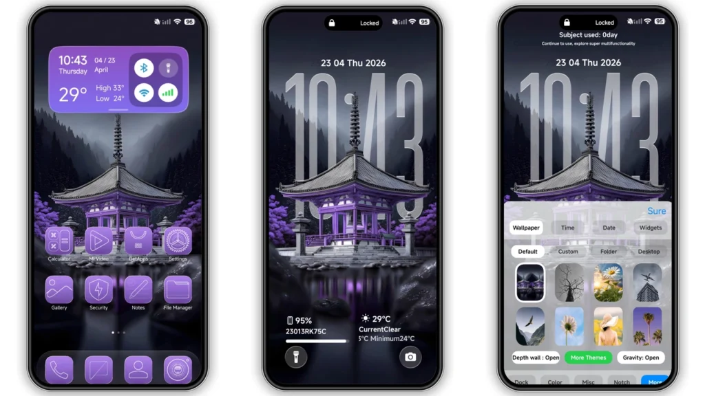 Violet HOS3 HyperOS Theme Preview