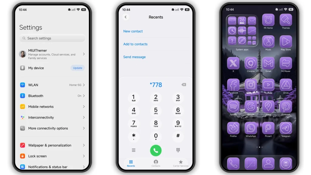 Violet HOS3 HyperOS Theme Preview
