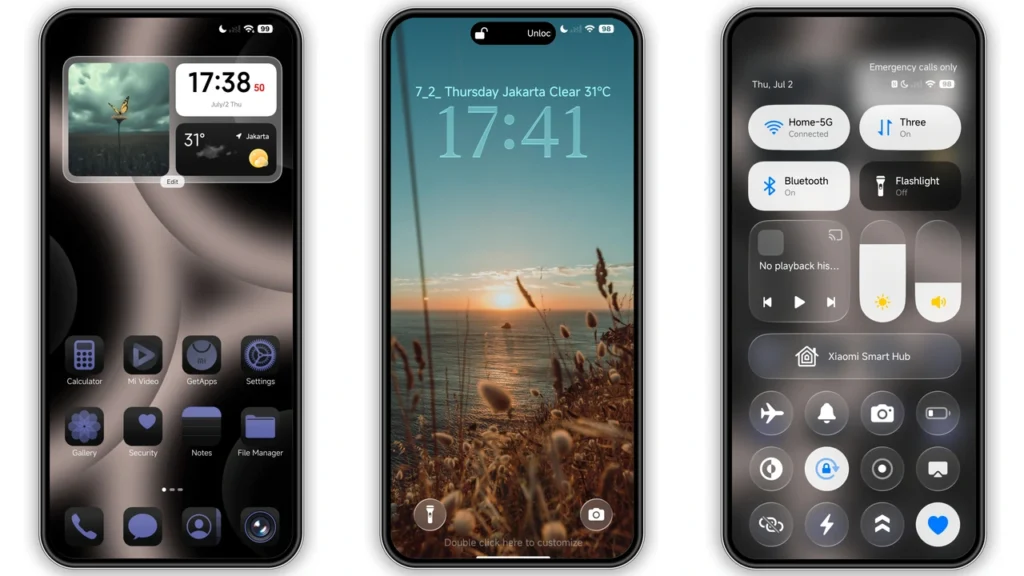 Blue color HyperOS Theme Preview