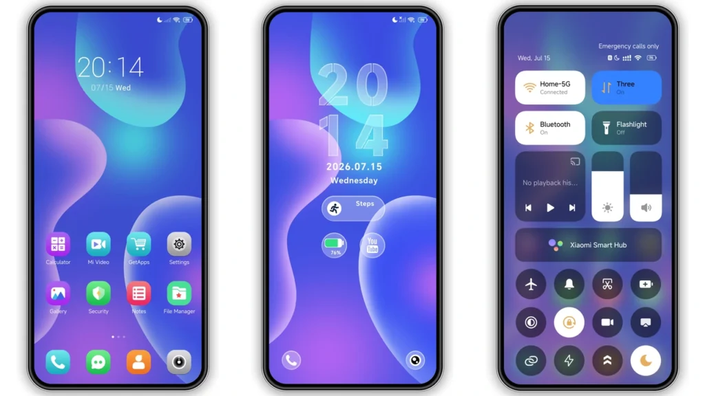 Indigo Aqua Flow HyperOS Theme Preview