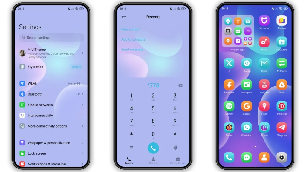 Indigo Aqua Flow HyperOS Theme Preview