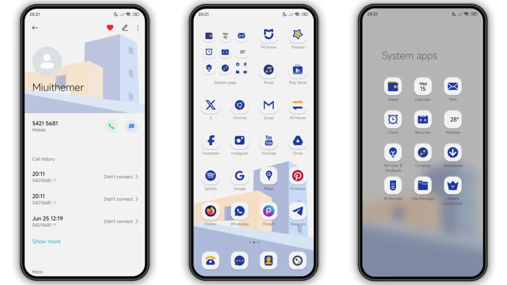 Orange Blue Corner HyperOS Theme Preview