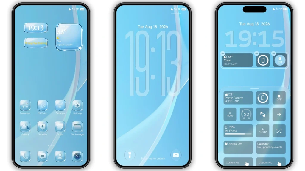 Blue Glass VK HyperOS Theme Preview