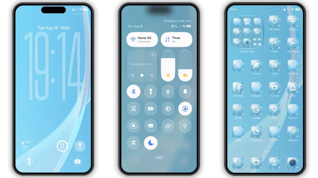 Blue Glass VK HyperOS Theme Preview