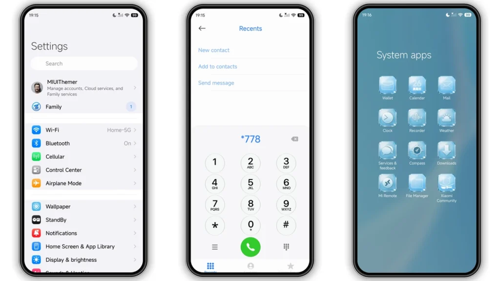 Blue Glass VK HyperOS Theme Preview