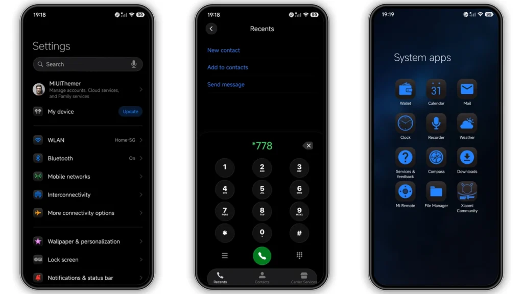 Blue Nocturne HyperOS Theme Preview