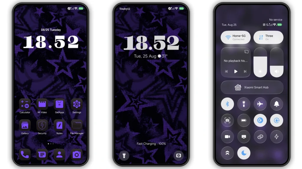 Purple Stars HyperOS Theme Preview