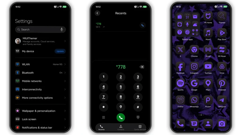 Purple Stars HyperOS Theme Preview