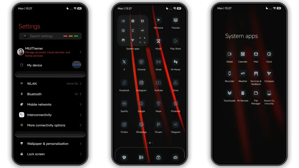 Crimson Obsidian HyperOS Theme Preview
