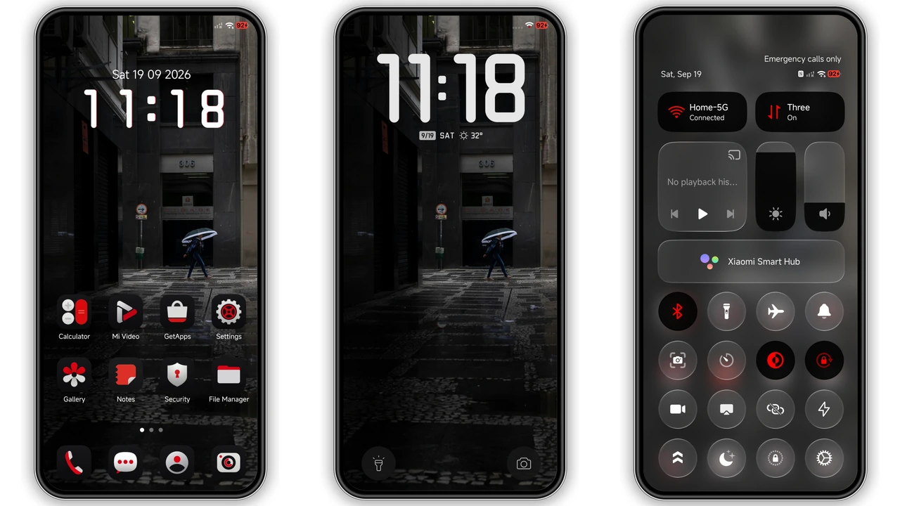 One RedV HyperOS Theme: Dark UI with Bold Red Accents