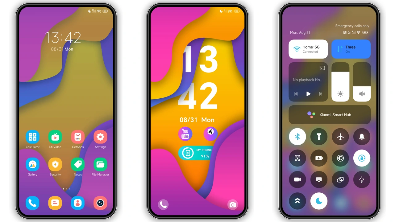 Soft Rainbow Hue 3D Wave Theme for HyperOS – Vibrant Colorful Look